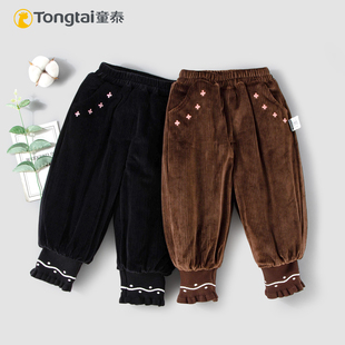 子儿童灯芯绒外穿休闲加厚保暖棉裤 童泰冬款 女宝宝150克夹棉裤