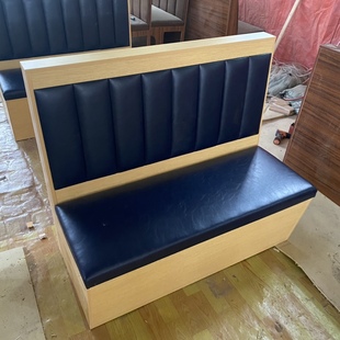 现代简约餐厅板式卡座沙发储物实木定制烧烤店奶茶饭店快餐火锅店