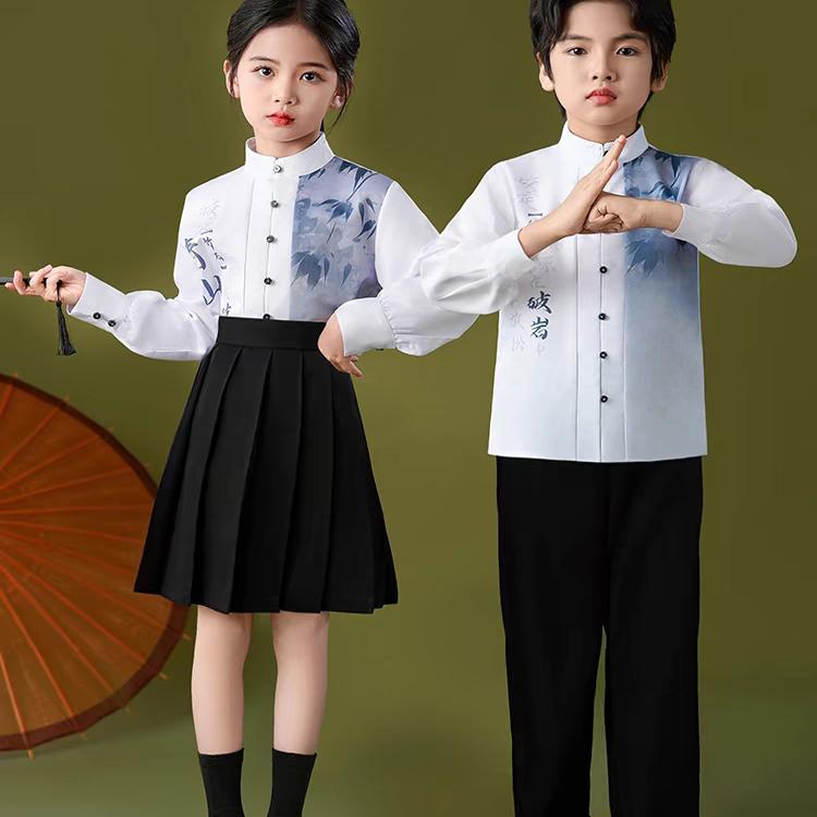 中国风儿童合唱演出服新中式