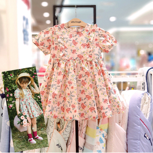 现allo阿路韩版童装 2026夏女童洋气花卉图案连衣裙公主裙972
