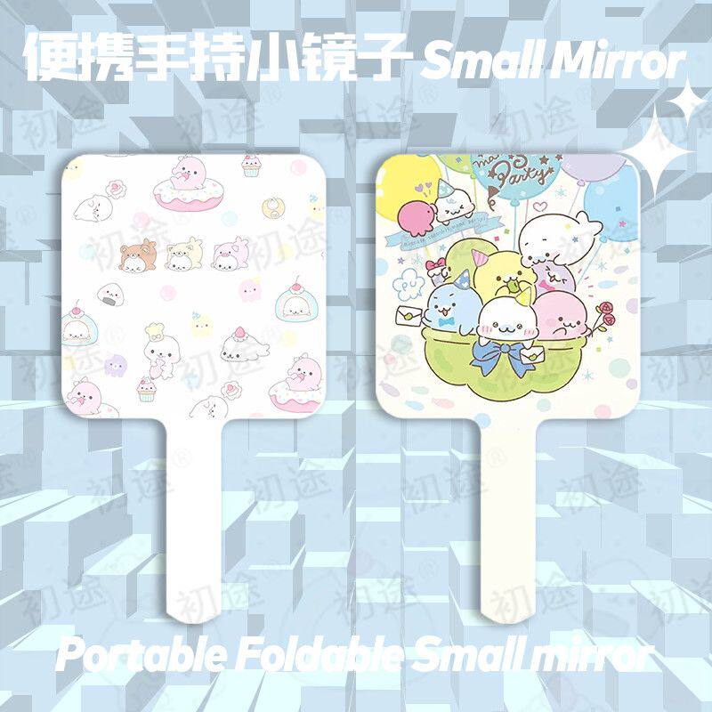 豆芝麻海豹可爱卡通手持化妆镜子周边学生宿舍便携随身手柄补妆镜