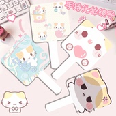 棉花糖猫可爱小镜子手持化妆镜便携随身带高颜值学生手持补妆镜女