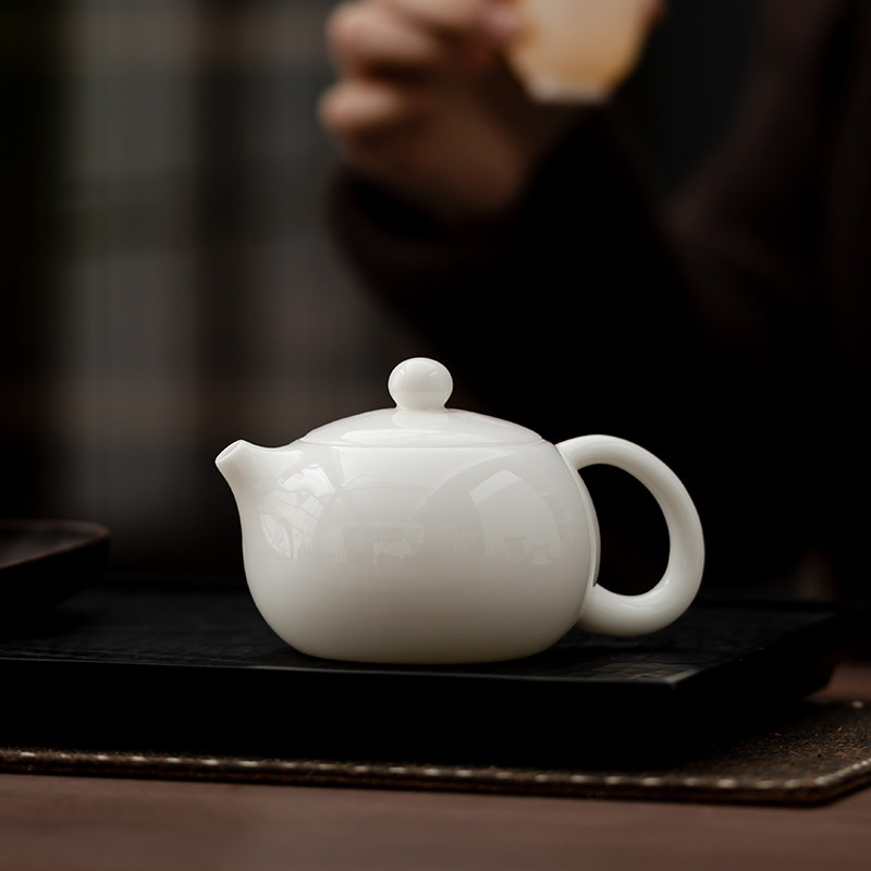 苏氏陶瓷羊脂玉茶壶陶瓷泡茶单壶岩茶西施壶德化白瓷功夫茶具套组