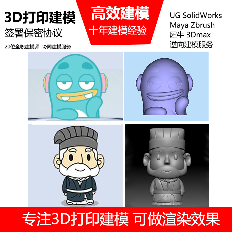 我型我速3d建模c4d代做画手办卡通公仔人物stl模型定制盲盒ZB建模