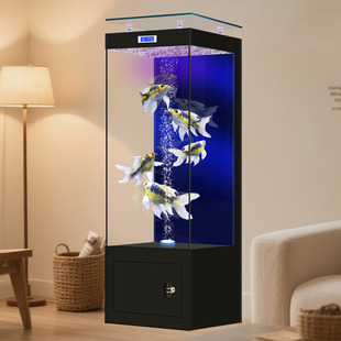 2025新款 超白玻璃背过滤制氧一体生态鱼缸客厅家用智能小型水族箱