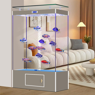 2025新款 中大型屏风隔断鱼缸 缸底出氧无管件超白玻璃智能客厅立式