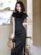 黑色改良旗袍新款 连衣裙 新中式 2024日常可穿小个子年轻款 少女夏季