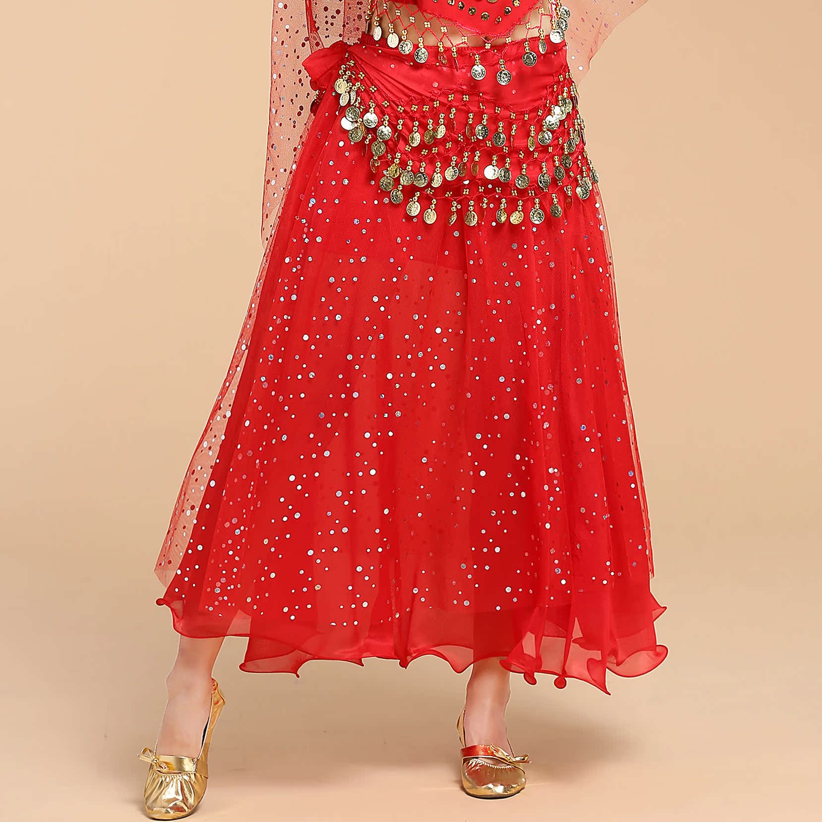 民族风运动健身大摆裙彩点印度舞