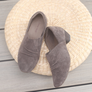 中跟一脚蹬 不累脚粗跟2025新款 深口单鞋 脚宽脚胖软皮软底真皮女鞋