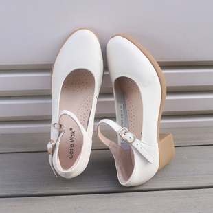 上班久站不累脚软皮软底粗跟单鞋2026春新款中跟真皮圆头玛丽珍鞋