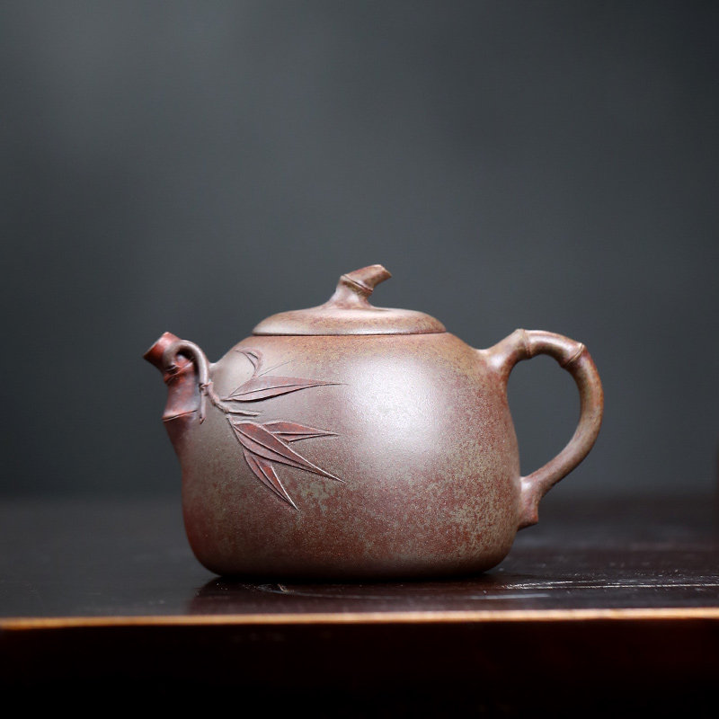 吉羊柴烧 宜兴紫砂壶茶壶 原矿本山绿泥知竹170ml