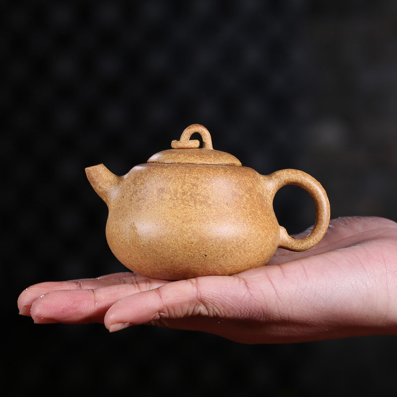 吉羊 龙窑柴烧窑变紫砂壶纯手工茶壶 宜兴原矿 黄金段泥 福禄壶