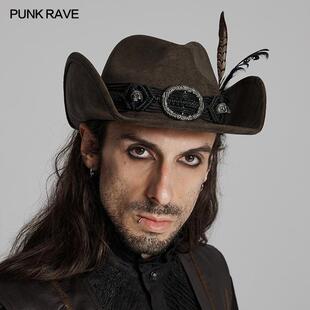 PUNKRAVE美式复古西部牛仔帽做旧帽子男款百搭装饰品小众设计感潮
