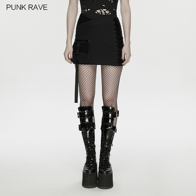 PUNKRAVE朋克工装系带短裙