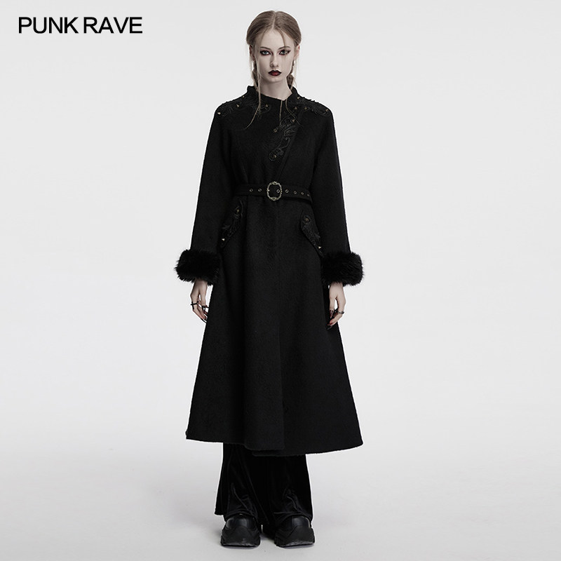 哥特风毛呢大衣女2025年新款设计感暗黑系收腰显瘦中长款呢子外套