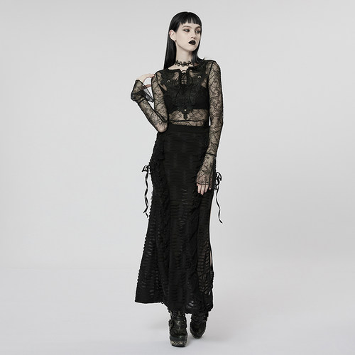 哥特风性感开叉半身裙女