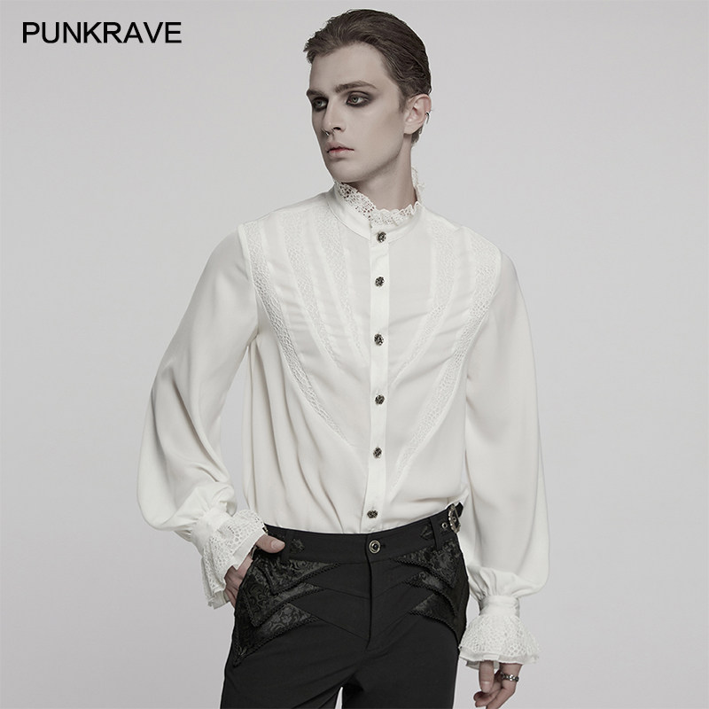 PUNKRAVE哥特利齿分割长袖衬衫