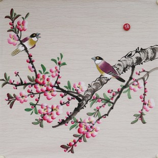 楼一阁书画无款三尺斗方小写意桃花鸟国画装饰字画特价RD561918