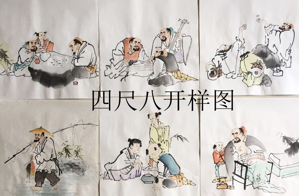 特价手绘宣纸水墨写意仿古国画小品人物客厅茶室书房装饰字画R7