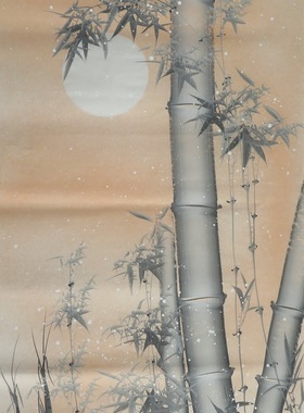 手绘宣纸小写意中式国画四尺竹子花鸟无款雪竹玄关装饰RA1050312