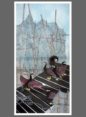 无款家居玄关背景墙装饰大写意四尺花鸟国画宣纸字画RA52814