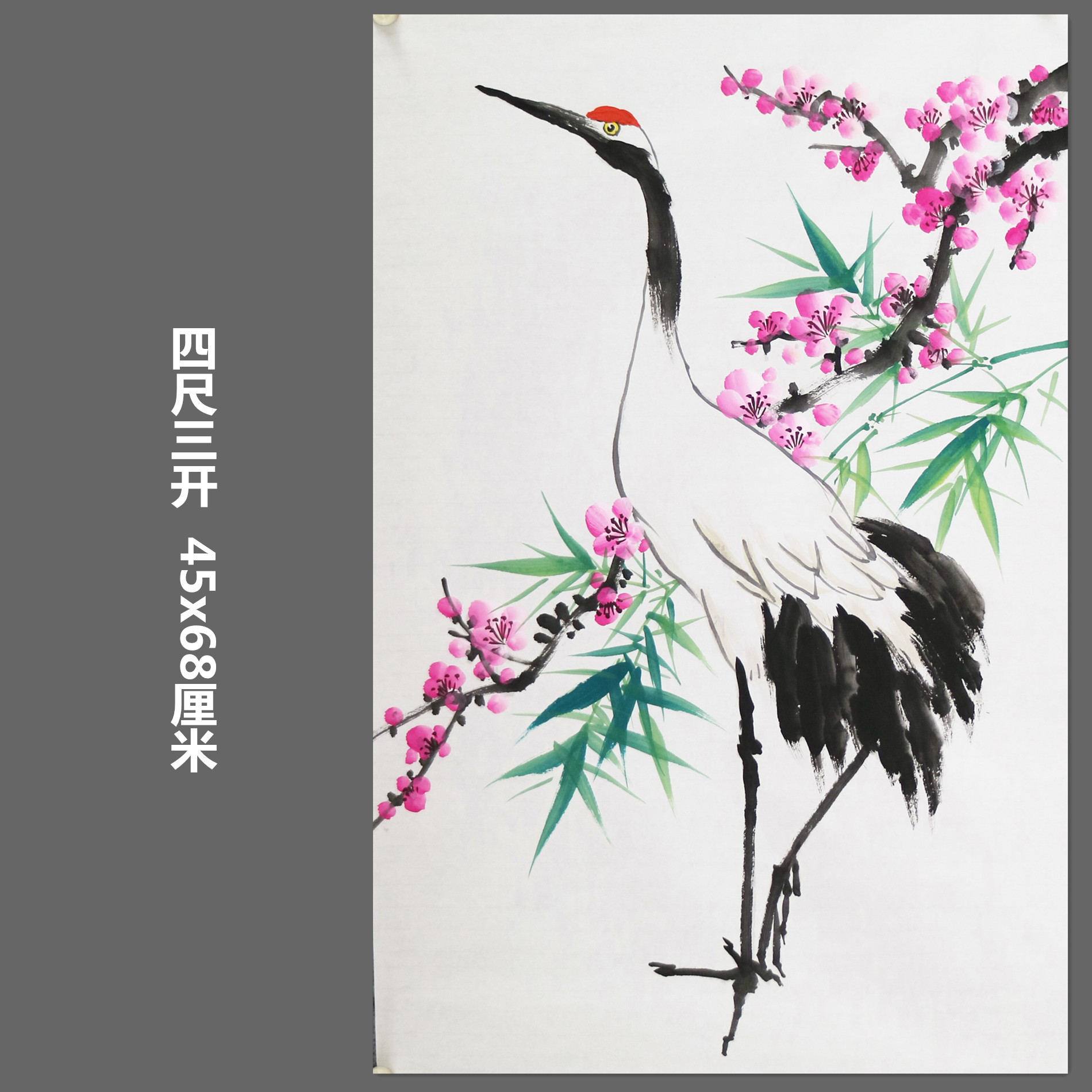 手绘写意无款宣纸国画四尺三开花鸟事事如意家居装饰字画RD542501