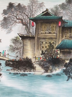 国画手绘水墨无款家居玄关装饰字画四尺斗方山水写生特价RR52602