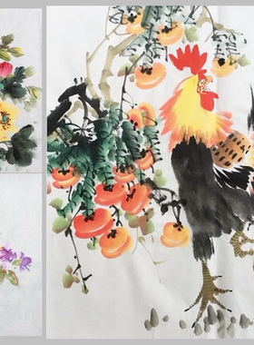 特价纯手绘水墨画芯国画斗方写意花鸟字画客厅玄关装饰画R23