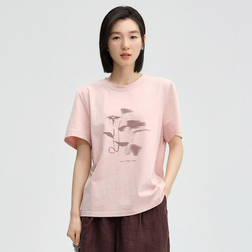 水墨风印花宽松显瘦短袖T恤女