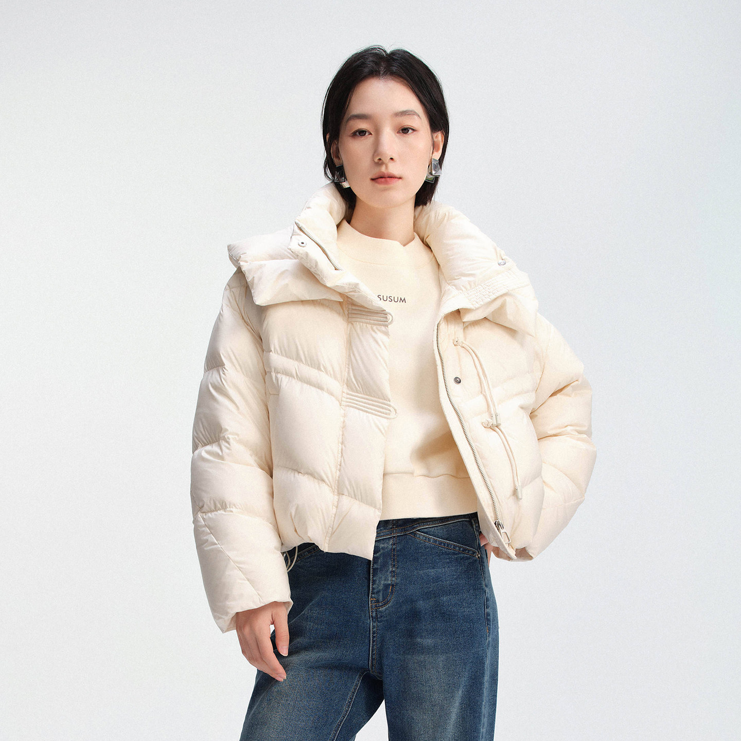 2025冬季新品新中式盘扣羽绒服女短款小个子面包服保暖外套潮