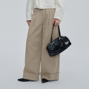 【野性优雅】垂感高腰阔腿裤女士26春简约棉质休闲裤气质通勤裤子