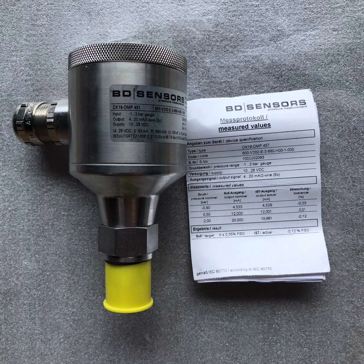 BD SENSORS DX19-DMP 457，input：