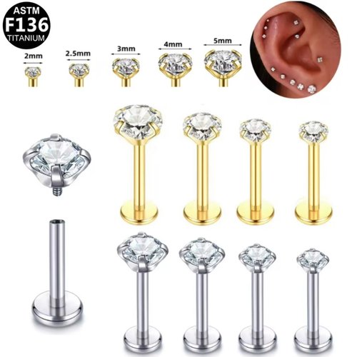 F136钛合金内螺旋耳钉医用爆闪螺纹防过敏养耳洞耳蜗耳骨耳饰唇钉