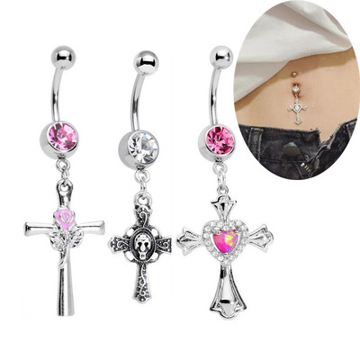 简欧美肚脐环新款十字架