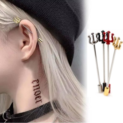 欧美风钛钢防过敏杠铃耳骨钉