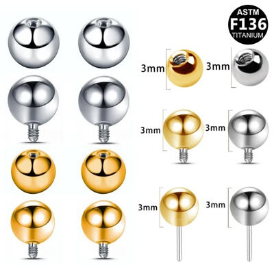 F136植入级钛合金内螺纹内牙外牙0.9mm备用球球唇钉舌钉圆球头新