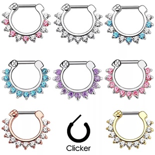 印度小众仙气穿刺饰品316L医用钢镶锆石鼻中隔鼻钉鼻环Septum