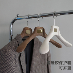 高端树脂仿胡桃木色女士铁牌西服装店专用衣架裤架夹撑子定制logo