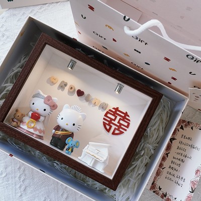 喜字相框kt公仔摆件送朋友新婚礼