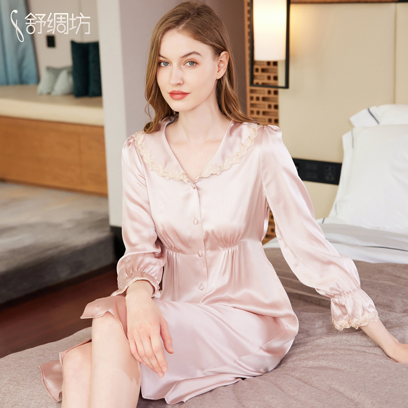 舒绸坊100%桑蚕丝法式真丝睡裙