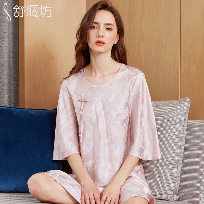 舒绸坊新中式100%桑蚕丝真丝睡裙