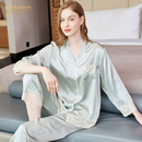 蕾丝家居服套装 舒绸坊品牌重磅真丝睡衣女士春夏高级感桑蚕丝长袖