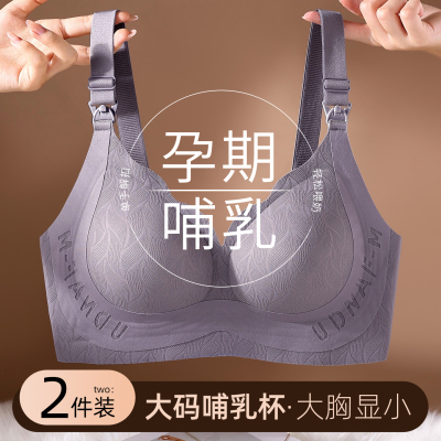 孕妇哺乳内衣女大胸显小聚拢收副乳防下垂孕妇孕期开扣产后文胸罩