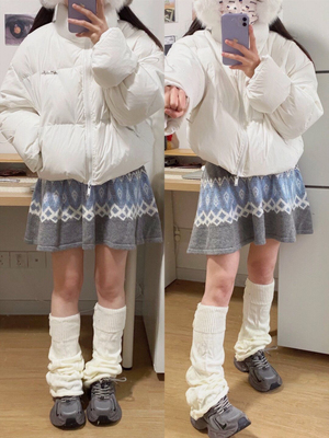 春秋文艺复古提花费尔岛减龄气质半身裙简约软糯百搭高腰针织半裙