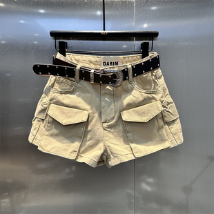 潮牌辣妹工装牛仔短裤女2026春夏新款时髦立体口袋显瘦阔腿短裤