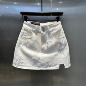 A字防走光半身裙 洋气时尚 INS减龄小清新白色牛仔短裙2026夏季 新款