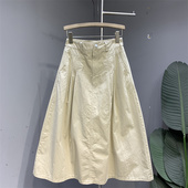 韩系复古通勤风休闲百搭中长裙2026春夏新款 高腰宽松显瘦大摆裙