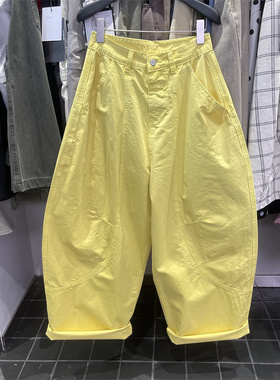 甜美少女风黄色高腰显瘦休闲弯刀裤女2026年春季新款时尚牛仔裤潮