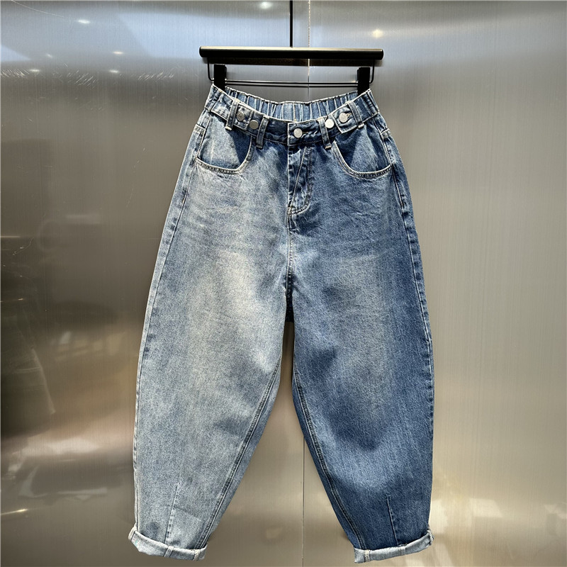 阴阳撞色牛仔大垮裤宽松bf