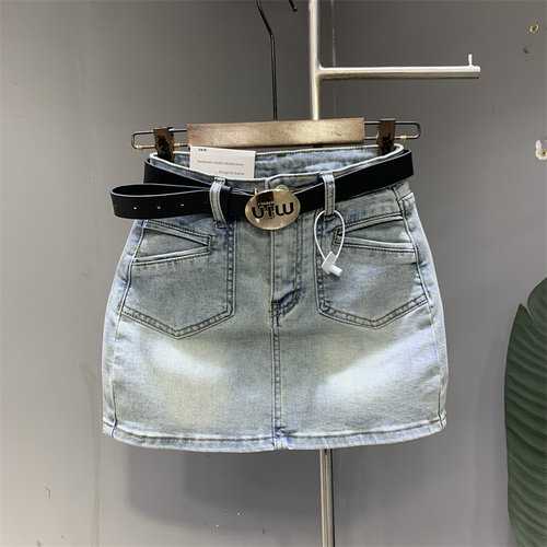 2025春夏时尚洋气减龄A字半身包臀裙子小个子高腰显瘦牛仔短裙女